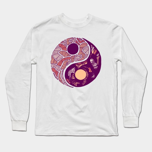 Peach Abstract Yin Yang Long Sleeve T-Shirt by kenallouis